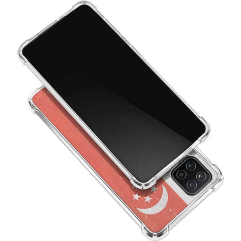 Singapore Flag Distressed Galaxy A12 Clear Case